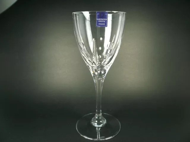 New Dartington Crystal 7 7/8" 8 oz Wine Glass Olive & Vertical Cuts UK