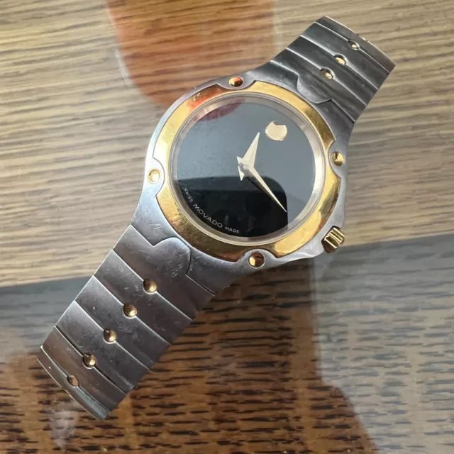 Movado SE Quartz Mystery Dial Two Tone Stainless & Gold Ladies Watch