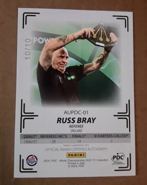 2025 PANINI PDC World Darts Championship Russ Bray Gold auto 10/10 RARE! £400.00 PicClick UK