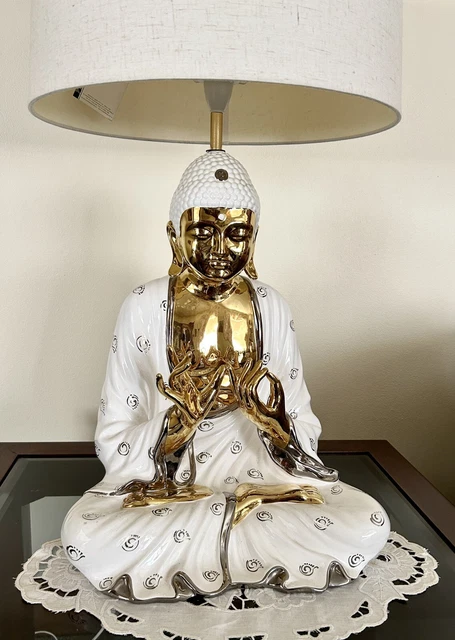Table Lamp - Large Gold Ceramic Buddha Figure - ‘A Ray Of Light In Your Home’