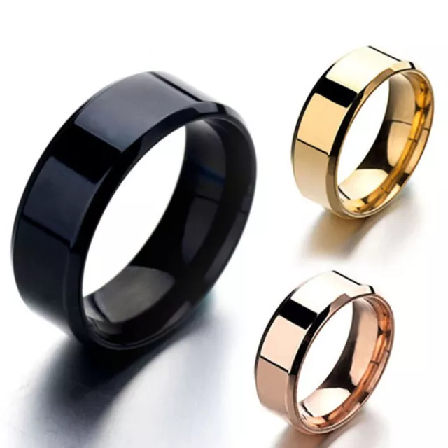 Hommes Noir Inoxydable Titane Couleur Anneau De Mariage Amant Couple Anneaux #
