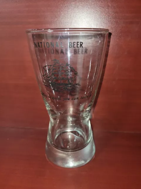 VINTAGE BEER GLASS  National Beer Man Cave Barware Decor