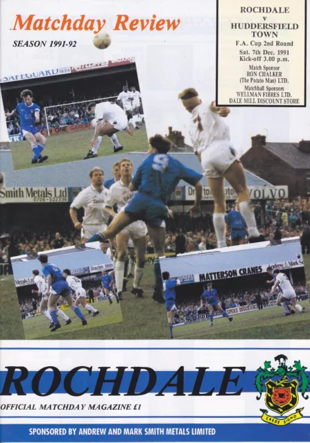 ROCHDALE v HUDDERSFIELD TOWN  91-92 FA CUP MATCH