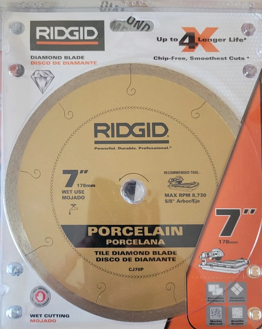 RIDGID 7-INCH CONTINUOUS Rim Porcelain Diamond Blade Model # CHD-CJ70P ...