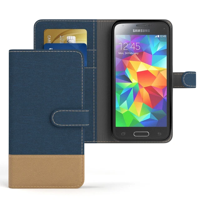 Custodia per Samsung Galaxy S5 Mini Jeans Cover Protettiva Cellulare Blu Scuro