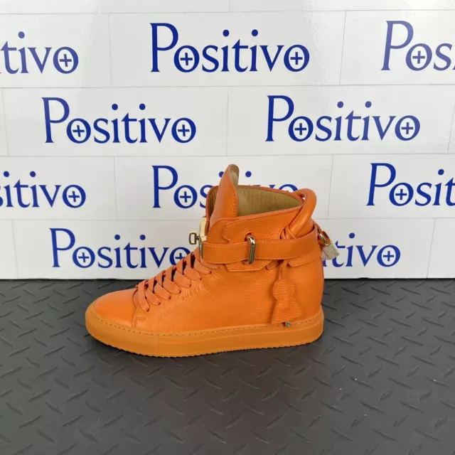 Buscemi Womens 100MM ALTA Orange Leather Sneakers Shoes US 9 SAMPLE New