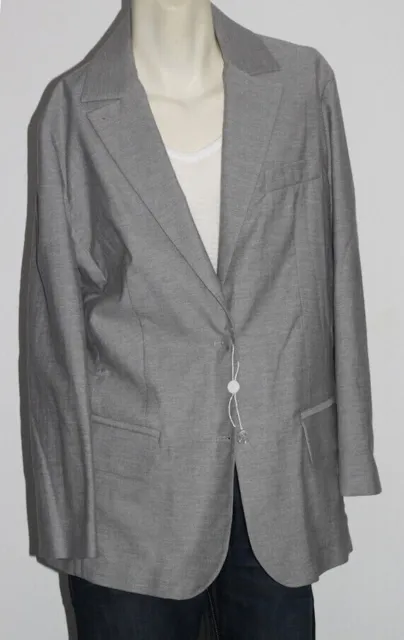 MAISON MARTIN MARGIELA Gray Cotton Collared Button Down Long Blazer Size 42