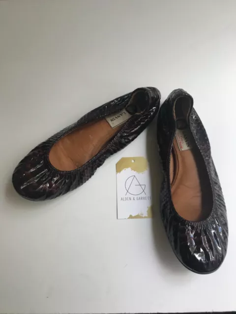 Lanvin Purple Python Skin Leather Ballet Flats, Size 7.5 US, 37.5 IT