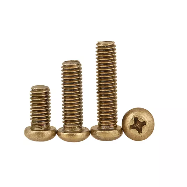 M2 M2.5 M3 M4 M5 M6 Brass Copper Phillips Round Pan Head Machine Screws