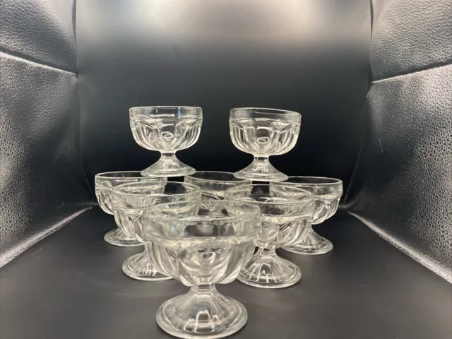 Federal Glass Footed Dessert Ice Cream Pudding Sherbet Cups Set 8 Vintage