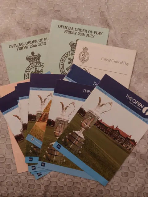 11 British Open Golf Information /Order of Play Guides 1979, 1990,1993 2003 2006