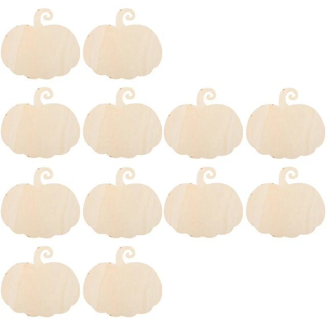 12 piezas hágalo usted mismo colgante de calabaza de madera en blanco rodaja de madera de calabaza Halloween