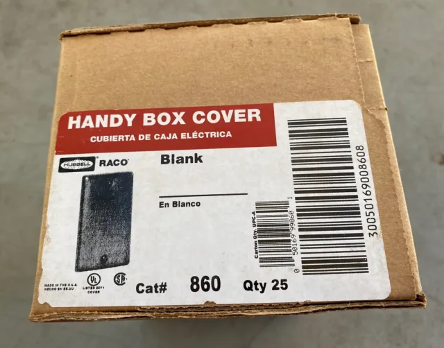 25 Hubbell Raco 860 Steel Blank Utility Outlet Handy Box Cover 2-5/16" x 4-3/16"