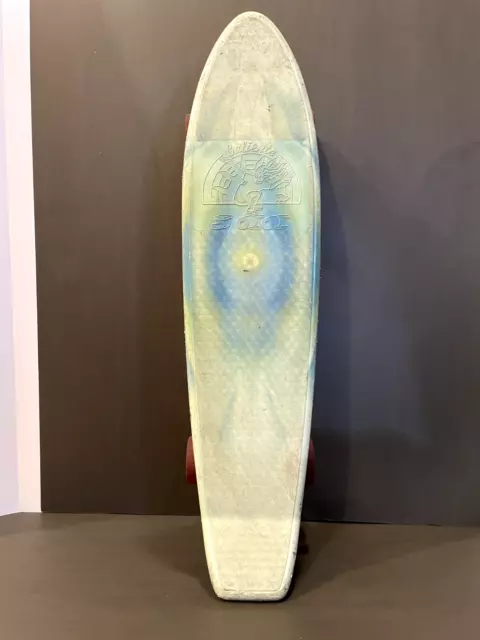 Vintage psychedelic blue and yellow Caliente 500 1970s Skateboard