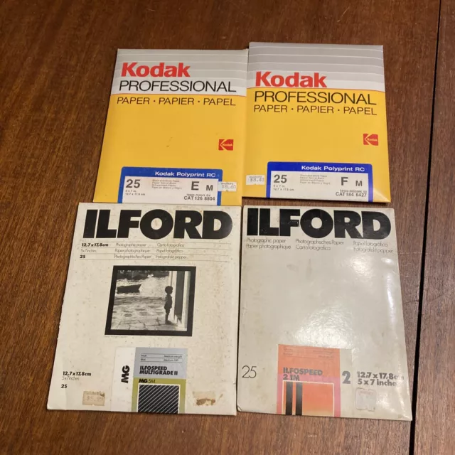 Lot- 4 Kodak Professional Polyprint RC & Ilford Ilfospeed 5x7 Photo Paper 50 ct