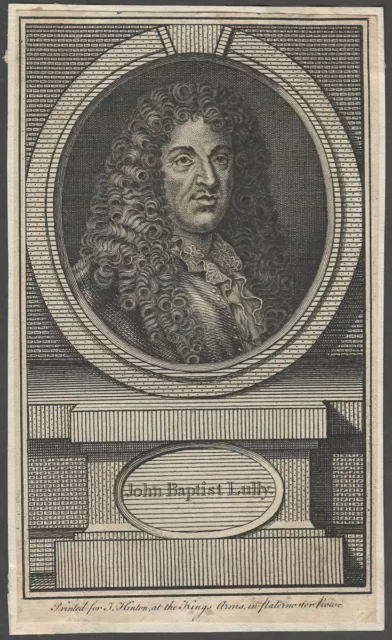 Jean-Baptiste Lully French Italian Composer Musician Original Engraving Print