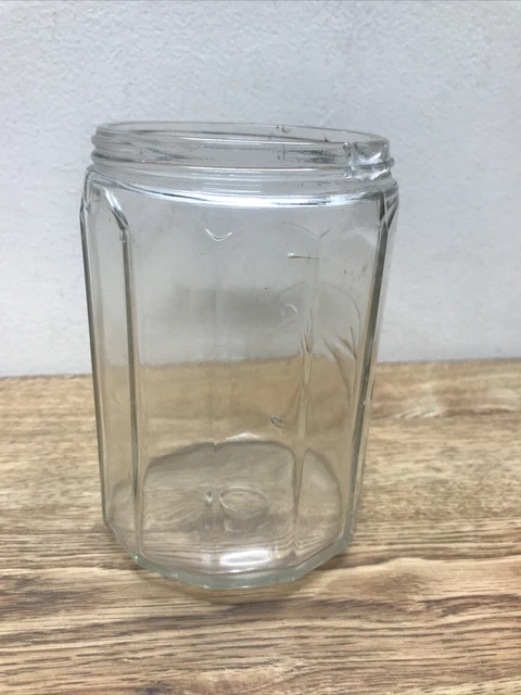 Antique PURITY OATS Hoosier Embossed Jar 6" Glass Canister Missing metal Lid 7