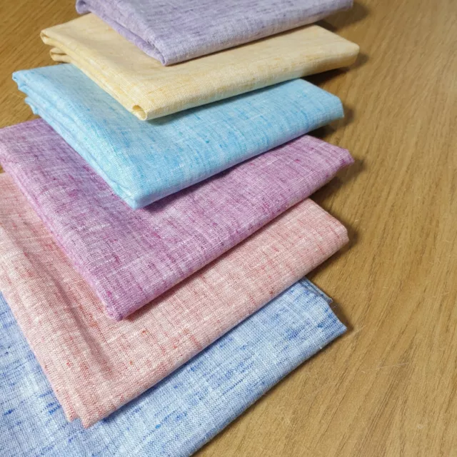 *Sale* Melange Linen Fat Quarter Fabric Bundle of 6 50x50cm Plain Solid Colours 3