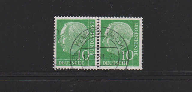 Bund 183 "Heuss I" 10 Pfg.. waagerechtes Paar mit Vollstempel