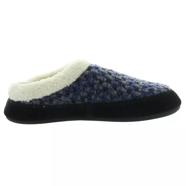Acorn Womens Blue Knit Faux Fur Slip On Mule Slippers Shoes 6.5-7.5 BHFO 3488 2