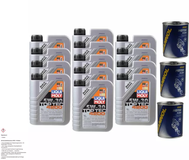 13L aceite motor Liqui Moly Top Tec 4200 5W-30 3x mannol Motor Flusch Aditivo De