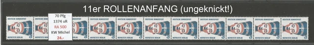 RM ' Sehenswürdigkeiten 70 Pfg u  ROLLENANFANG 500 11er Streifen postfrisch