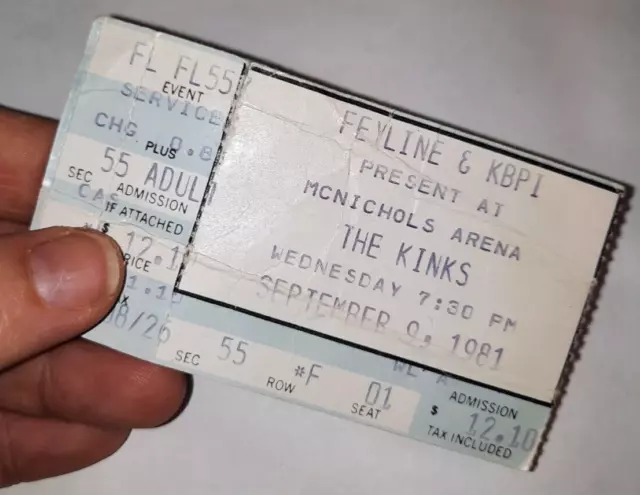 "The Kinks" Concert Ticket Stub (Sept. 9, 1981, McNichols Arena, Denver)