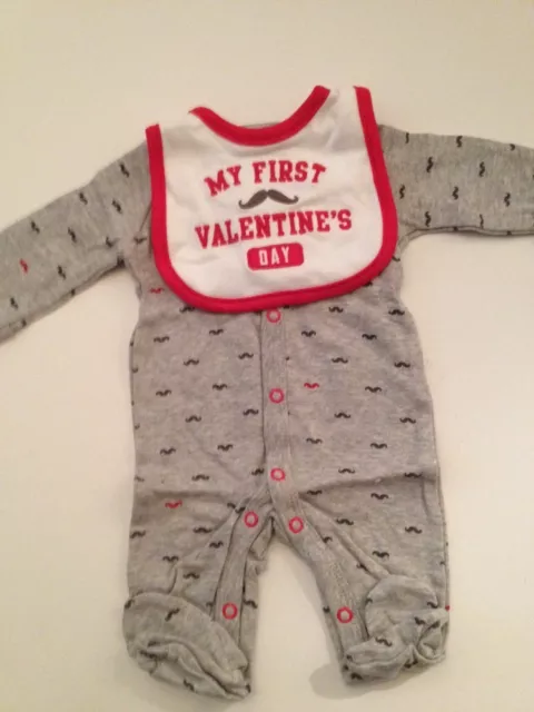 Carters Baby Boy First Valentine's Day Coverall Bib Set Size Newborn 3 Months