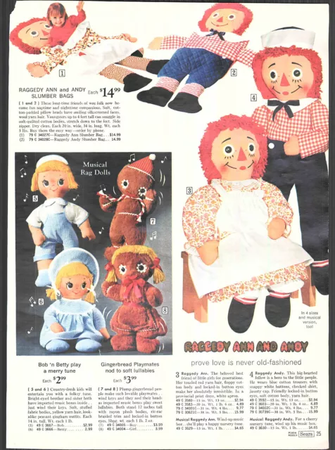 1971 ADVERTISEMENT Doll Raggedy Ann Andy Mattel Baby Tender Love Gingerbread