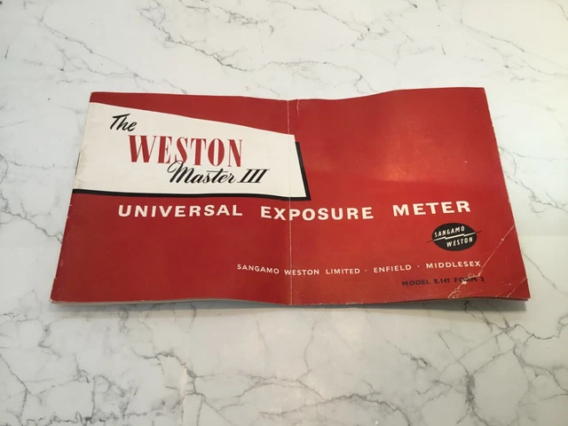 'WESTON MASTER III' Universal Exposure Meter Original User Booklet