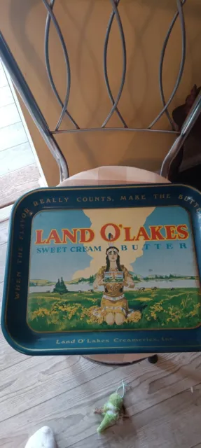 Vintage 1950's Land O'Lakes Sweet Cream Butter Metal Serving Tray