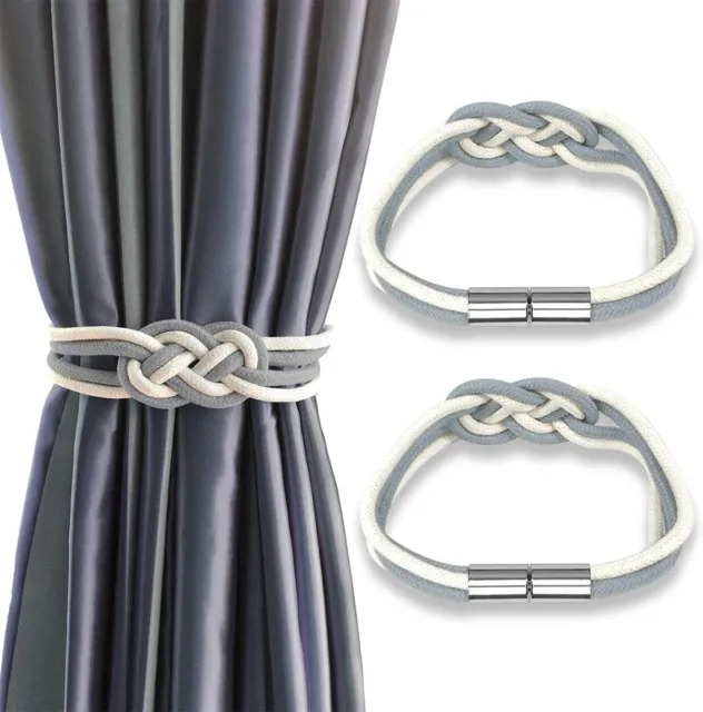 Beautiful Weave Rope Knot Curtain Holdbacks Tiebacks Grey and White pack of 1