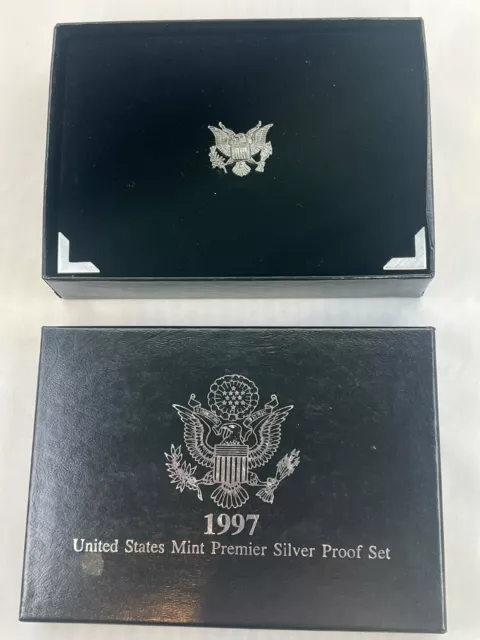 1997-S PREMIER SILVER Proof Set. Coins in Mint Made Custom Display Box ...
