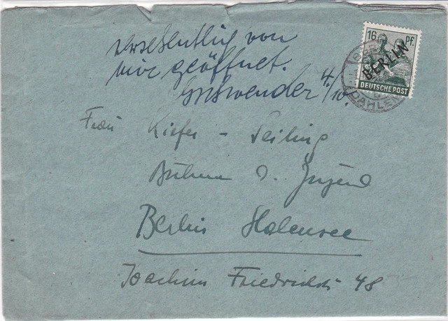 Germany 1948 Berlin Overprint lady carrying Corn Stamps Cover Ref 24016