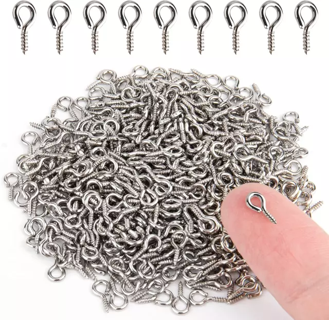 500PCS Small Screw Eye Pins 4 x 8mm Small Eye Hooks for Jewelry Making Eyelets