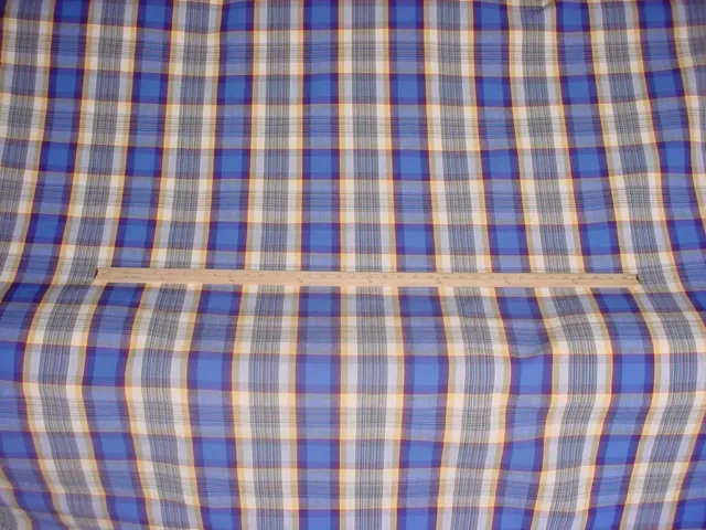 10-7/8Y Robert Allen Duralee Agoon Blue Cherry Cotton Tartan Upholstery Fabric