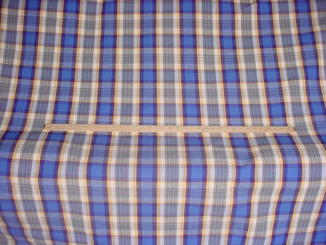 10-7/8Y Robert Allen Duralee Agoon Blue Cherry Cotton Tartan Upholstery Fabric
