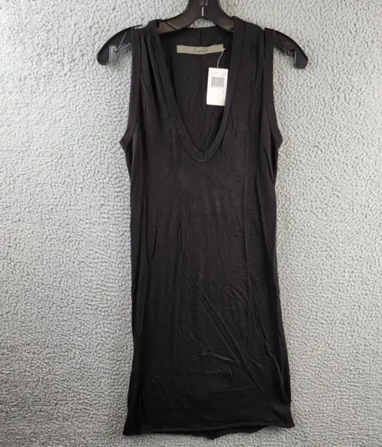 Enza Costa Bold U-Neck Tunic Tank Women's L Black Pullover Style Sleeveless~