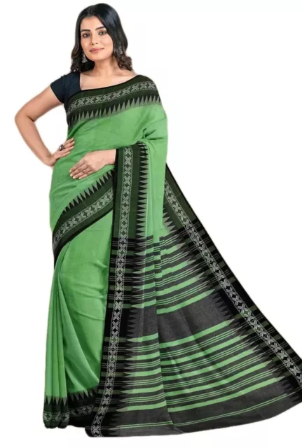Hand Woven Pure Cotton Bengal Handloom Khadi Sari Ethnic Wear Saree Blouse