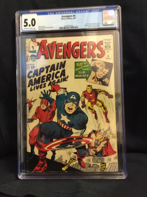 AVENGERS #4 CGC 5.0 *1st SILVER AGE APP OF CAPTAIN AMERICA, SUB MARINER APP