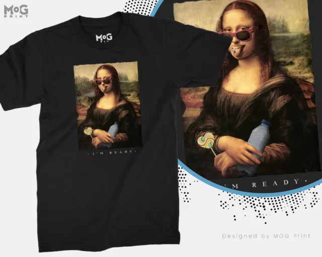 Funny Mona Lisa Art Parody T-shirt Punk Party Rave Fashion Retro Tee Men Women