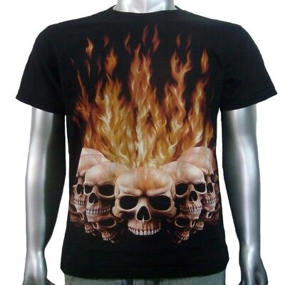 Gothic fiammeggianti teschi moto biker rock MUSIC MAGLIETTA Tatuaggio T-Shirt Uomo M & L