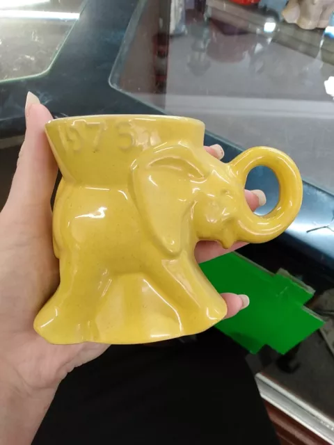 1975 Frankoma GOP Republican Party yellow elephant coffee/tea mug