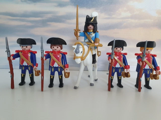 5 X Colonial Soldat Gris Playmobil Empreinte Court Pantalon Sac Casque Foulard