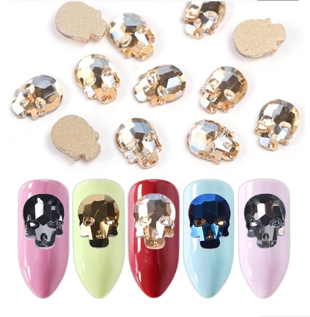 Nail Art - 2x Overlay Strass 3D Einleger Totenkopf Skull Nailart Glitter #N9
