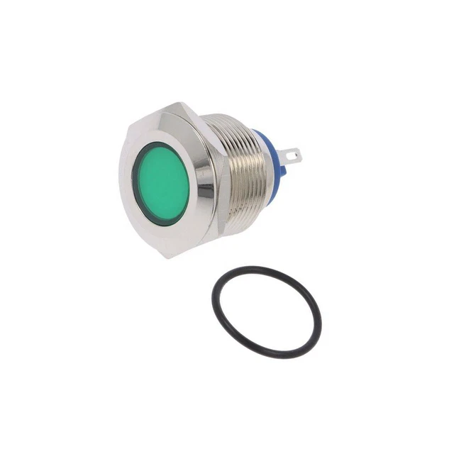 Luce di controllo IND22-24G-C: LED piatta 24VDC 24VAC apertura: Ø22 mm ottone NINIGI
