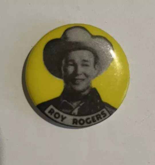 Vintage Roy Rogers Western Cowboy Button Pin Badge Pin back