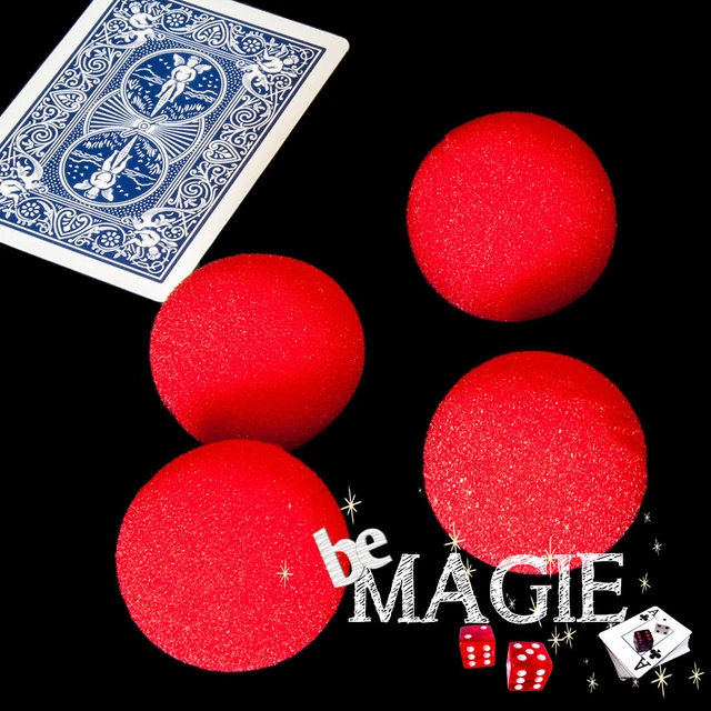Lot De 4 Balles En Mousse Goshman - Diamètre 3,75 Cm (1,5") - Rouges - Pour Magie Et Jonglerie