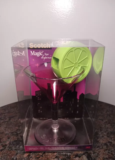 Scotch Cosmo Cocktail Martini Glass Design Magic Tape Dispenser & Pen Holder