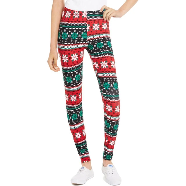 Planet Gold Womens Holiday Red Candy Cane Fitness Leggings Juniors S  1517